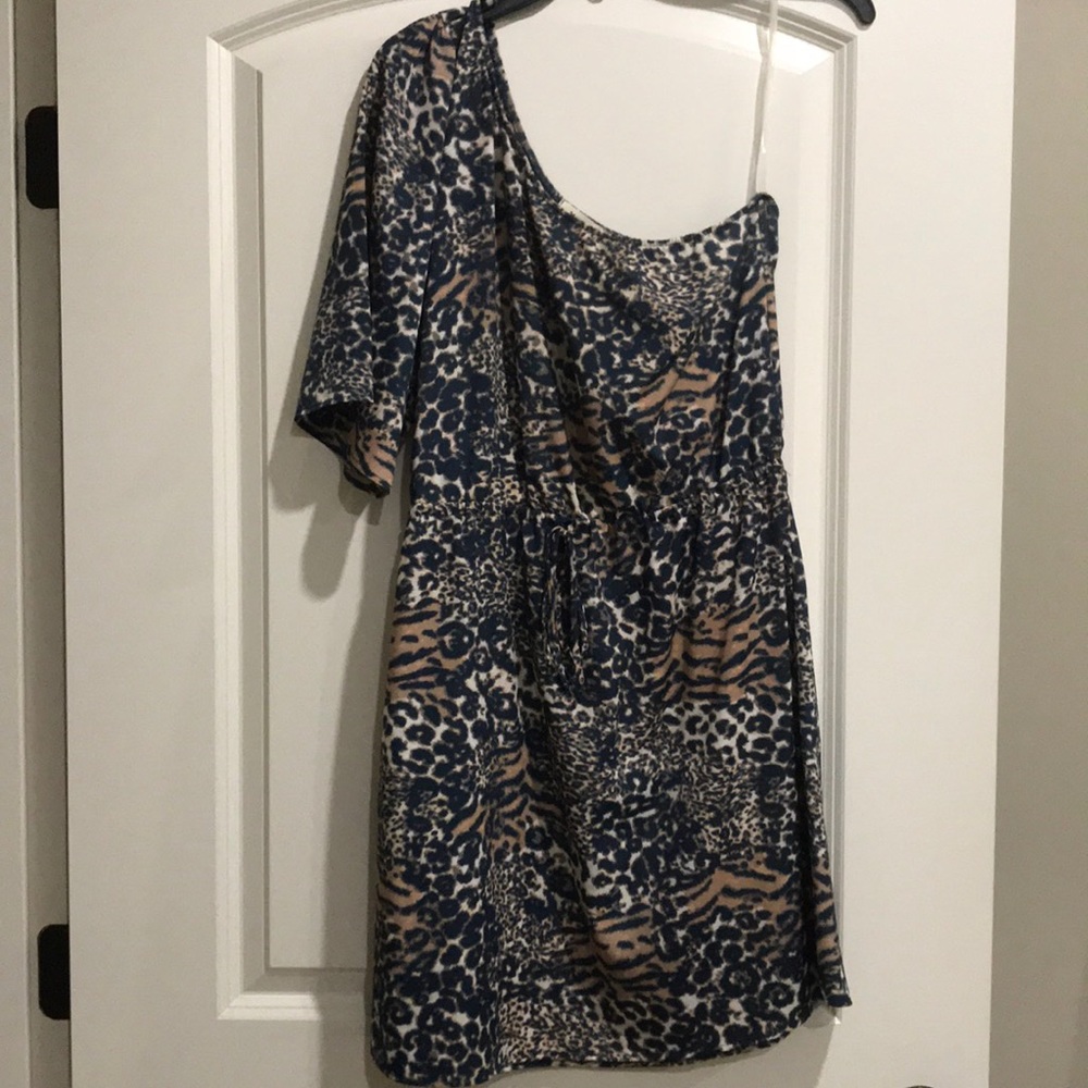 Animal print one shoulder dress